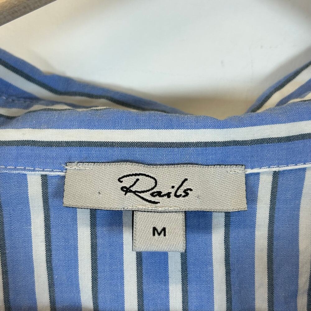 Rails Shirt Dress Sz M Holly Blue White Stripe Cotton Midi Coastal Classic Vacay - Picture 6 of 9